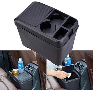 lot 8414 image: Car Trash Can Bin Waste Container Multi-Function Storage Box Car Cup Holder Car Organizer design is different see pics