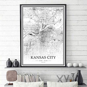 lot 27738 image: USA NJ Kansas City Minimalist Art 20�28 City Map Painting Poster Home Decor Gift