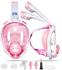 lot 27762 image: Full Face Snorkel Mask for Women and Men, Foldable No Fog Anti-Leak Adult Snorkeing Set, 180° Panoramic View Diving Mask with Camera Mount and Comfortable Snorkeling Gear Safety Breathing System
