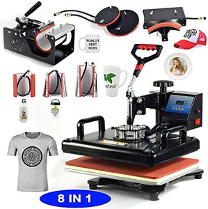 lot 35095 image: 8 in 1 Heat Press Machine Digital Combo Heat Transfer Sublimation Print Machine T-ShirtsMugPlateCapCup Swing Away Heat Transfer Machine (8 in 1 Swing Away