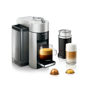 lot 35100 image: Nespresso Vertuo Coffee and Espresso Machine by DeLonghi with Aeroccino, Silver
