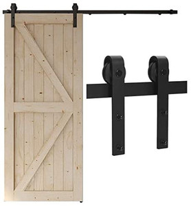 lot 35102 image: TSMST 6.6ft Sliding Barn Door Hardware Kit Set, Sliding Door Track, Smoothly and Quietly, Fit 40 Wide Single Door Panel (J Shape Hanger