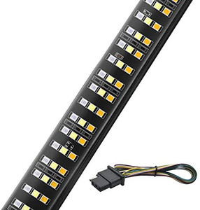 lot 35107 image: MICTUNING 60 inches Triple 504 LEDs Tailgate Strip Light Waterproof with 4-Way Flat Connector Wire - Solid Amber Turn Signal, Red Brake Running, White Reverse Lights