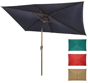 lot 36645 image: Ogrmar 6.5x10ft Patio Umbrella Rectangular Outdoor Table Umbrella with Crank, Missing Extension Pole