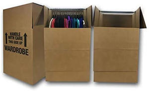 lot 36662 image: UBoxes Space Savers Wardrobe Moving Boxes With Hanger 20 x 20 x 34 (3 Pack)