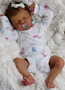lot 37381 image: TERABITHIA 19 Inch Realistic Hand Rooted Eyelashes Sleeping Reborn Baby Doll