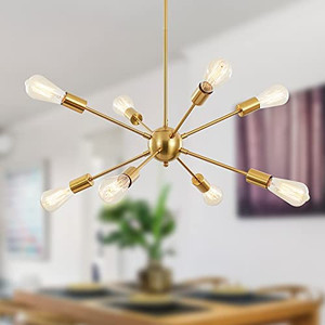 lot 37384 image: SJCCDSGS 8 Light Gold Brass Ceiling Light