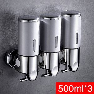 lot 37422 image: Bathroom Triple Body Lotion Shampoo Liquid Soap Dispenser Shower Gel Dispenser Simple Head 1500ml