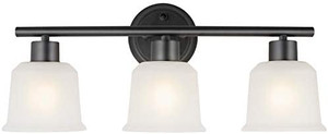 lot 37424 image: Wall Sconce Vintage Industrial Black Wall Lighting with Frosted Glass Lamp Shades Vanity Lights 3-Light 3-Light