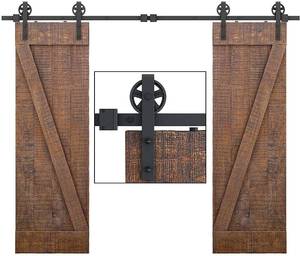 lot 37463 image: SMARTSTANDARD 8ft Sliding Double Barn Door