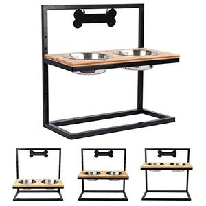 lot 37474 image: WANTRYAPET Large Elevated Dog Bowls Feeder Adjustable to 6 Heights, Antirust Stainless Steel Frame Raise Pet Feeder for Dog, Steel Food and Water Bowls Larg Dog Feeder for Big Dog
