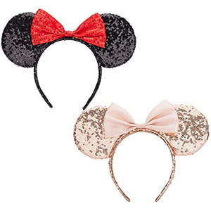 lot 39628 image: CLGIFT Beige Minnie Ears, Ivory Cream and black and white sequin Minnie Ears stock Photo varies from product