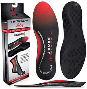lot 39629 image: Physix Gear Sport Orthotic Insoles for Relief of Plantar Fasciitis, Flat Feet, High Arches, Shin Splints, Heel Spurs, Sore Feet, Overpronation 1 Pair, Large