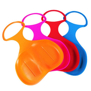 lot 39643 image: SPRING PARK 4pc Portable Snow Sled Board Outdoor Winter Plastic Skiing Boards Snow Grass Sand Board Cold Resistant Ski Pad Snowboard colors vary from stock photos