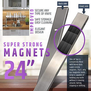 lot 39651 image: 24 Inch Heavy-Duty Magnetic Knife Holder for Wall (Large Size) �� Premium Stainless Steel Magnetic Knife Strip - Space-Saving Knife RackBar