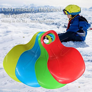 lot 36702 image: Snow Sled Board Winter Outdoor Winter Plastic Skiing Boards Portable Snow Grass Sand sleds Ski Pad Snowboard for Kids Adult, Set Of 4
