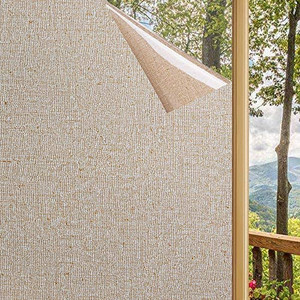 lot 36703 image: LEMON CLOUD Window Film No Adhesive Removable,Decorative Privacy Window Film ,Texture Privacy Glass Film for Bathroom Office Home (23.6in.118.1in, Brown)