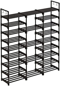 lot 36704 image: WOWLIVE 9 Tiers Shoe Rack Shoe Storage Shoe Organizer 50-55 Pairs Shoe Tower Unit Shelf Durable Metal Pipes with Plastic Connectors Stackable Shoe Cabinet Black(SSS3B9)