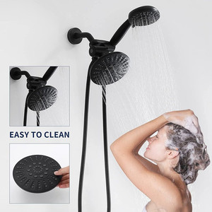lot 36719 image: HOMELODY Black Shower Faucet Set Bathtub Faucet Set,2 Shower Head Combo System for 25-Spray Modes,2 in 1 Shower Tub Kit with Valve