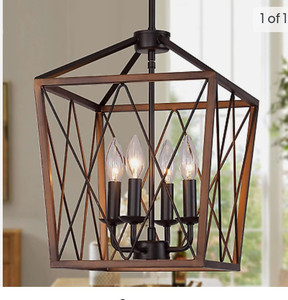 lot 36725 image: Q&S Farmhouse Rustic Chandelier Light Fixtures,4 Lights Pendant Light Fixture