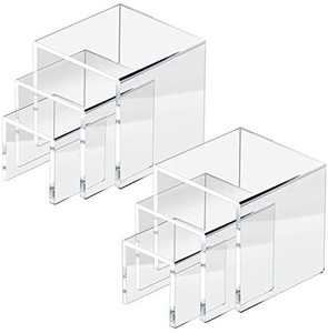 lot 36736 image: NIUBEE 2 Set Acrylic Risers Display for Funko POP Figures,Clear Cake Stands for Candy Dessert Table Decorations-3x4x5