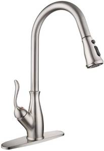 lot 36751 image: Single Handle High Arc Brushed Nickel Pull out Kitchen Faucet,Single Level Stainless Steel Kitchen Sink Faucets with Pull down Sprayer