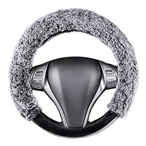 lot 36775 image: August Auto Diamond Leather Warm Plush Auto Steering Wheel Cover with Bling Cristal Rhinestones Universal 15Inch