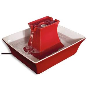 lot 37576 image: PetSafe Drinkwell Ceramic Pagoda Fountain - Red