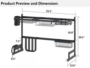 lot 37627 image: Black Over Sink Dish Drying Rack