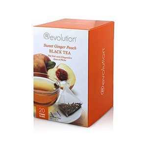lot 37654 image: Revolution Tea - Sweet Ginger Peach Black Tea Premium Full Leaf Infuser Teabags - Improve Digestion Benefits