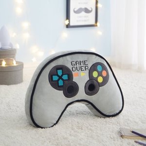 lot 3010 image: Your Zone Kids Glow in the Dark 3D Game Controller Plush Figural Pillow, Multi-color, 16 H