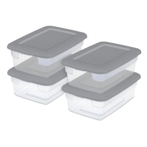 lot 3013 image: Sterilite Set of (4) 12 Qt. Storage Boxes Titanium
