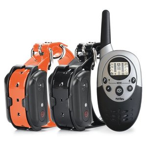 lot 3019 image: PetSpy 1100 Yard Waterproof Rechargeable Remote Training Dog Collar with Beep, Vibration and Electric Shock for 2 Dogs