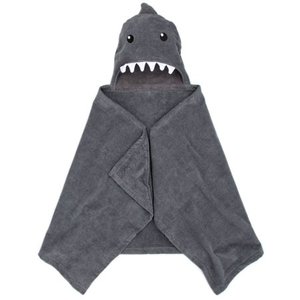 lot 3075 image: 2 PACK Your Zone Gray Shark Hooded Towel, 100% Cotton