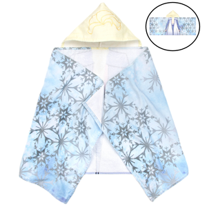 lot 3090 image: Frozen Elsa Kids Bath Hooded Towel Wrap, 51 x 22, 100% Cotton, White, Disney