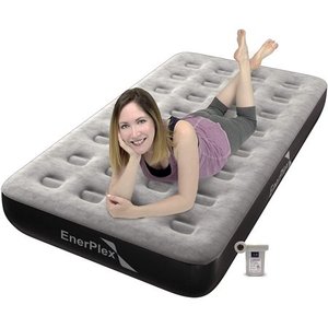 lot 3149 image: EnerPlex Luxury 9 Inch Twin Air Mattress with with High Speed Pump, Grey