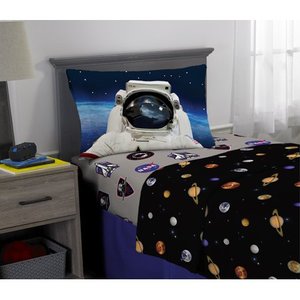 lot 3169 image: NASA Sheet Set, Kids Bedding, Space Time Rocket, 3-Piece Twin Size
