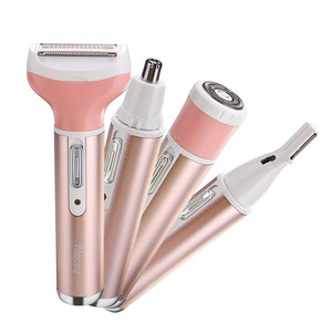 lot 3172 image: 4 Head Replacement Lady Electric Shaver Body Beard Eyebrow Nose Bikini Line Trimmer Grooming Kit Wet Dry Painless for Women Rechargeable