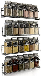 lot 3401 image: Premium Spice Rack Organizer for Cabinets or Wall Mounts - Space Saving Set of 4 Hanging Racks