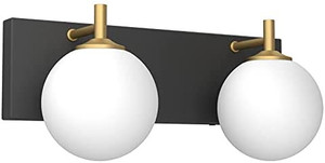 lot 3402 image: Aipsun Mid Century Modern Bathroom Vanity Light 2 Lights Milky White Glass Shades