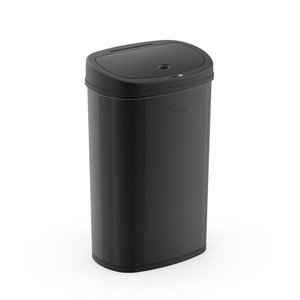 lot 3436 image: Mainstays, 13.2 Gal50 L Motion Sensor Trash Can, Black Stainless Steel