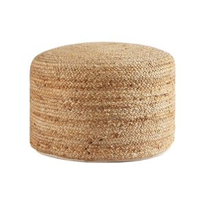 lot 3454 image: MoDRN Natural Boho Round Jute Floor Pouf