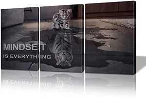 lot 3464 image: Motivational Canvas Wall Art Mindset is Everything Posters Prints 3 Pieces