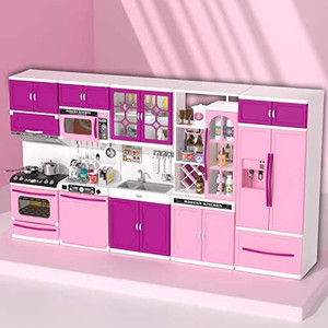 lot 3467 image: TEMI Kitchen Playset 56 PCS Kitchen Set for Kids Girls Pink Kitchen Play Set Accessories