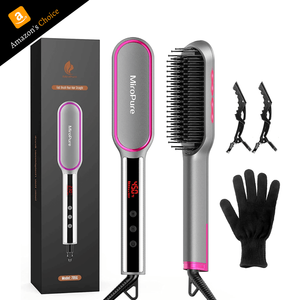 lot 3483 image: MiroPure 705G U-Type Hair Straightener Brush (Anti-Scald Design)