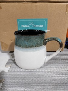 lot 3528 image: Pisten Homme 18 Oz Handmade Stoneware Glazed Potbelly Ceramic Large Coffee Mugs For MenWomen
