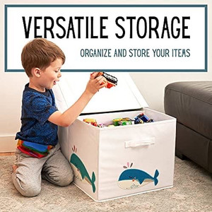 lot 3541 image: Beautiful Large Toy Box with Lid - Cute Gender Neutral Toy Storage Chest Fits All of Your KidsBabys Toys - Sturdy Bin for Boys and Girls to Effortlessly Organize All Toys and Stuffed Animals