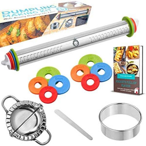 lot 3545 image: Dumpling Maker Set Includes Rolling Pin With Thickness Rings, Dumpling Press, Dumpling Maker, And Dumpling Cutter  Molde Para Empanadas  Cooking Gift Set