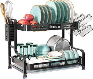 lot 3557 image: Dish Drying Rack, Romision 2 Tier Dishes Rack and Drainboard Set with Utensil Holder, Cup Holder and Water Tray