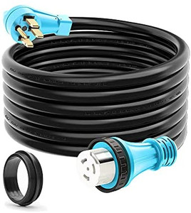 lot 3572 image: CircleCord 50 Amp 25 Feet RVGenerator Cord with Locking Connector, Heavy Duty 6381 Gauge STW Wire